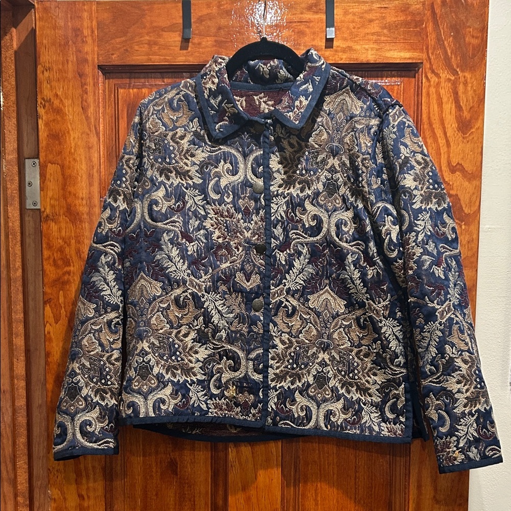 Dress Barn Navy and Gold Bomber Jacket